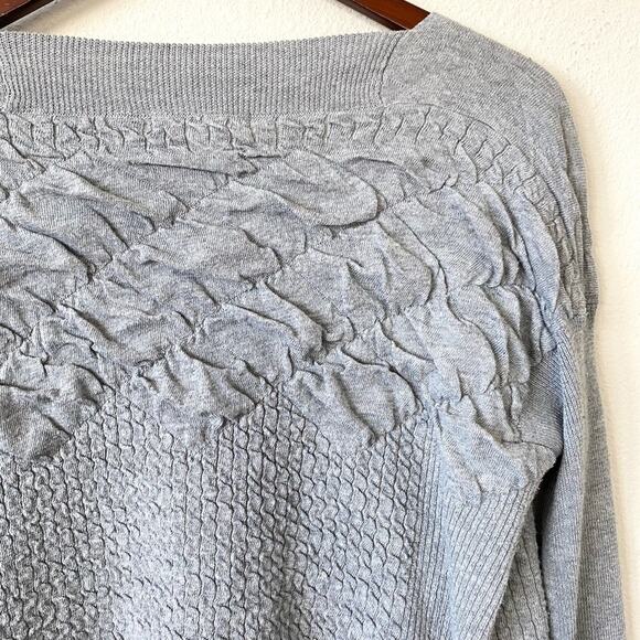 YA Los Angeles Gray Open Front Puff Detail Cardigan Size Medium - Picture 6 of 8